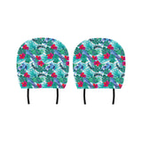 Blue Parrot Hibiscus Pattern Car Headrest Cover