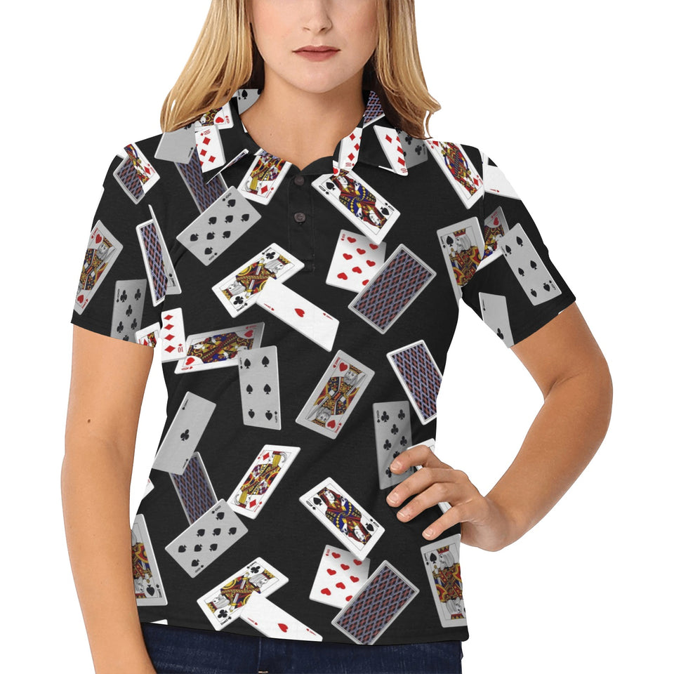 Casino Cards Suits Pattern Print Design 05 Women's All Over Print Polo Shirt