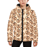 Pretzels Pattern Print Design 02 Kids' Boys' Girls' Padded Hooded Jacket