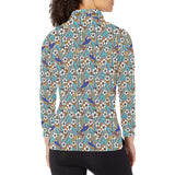 Hummingbird Pattern Print Design 02 Women's Long Sleeve Polo Shirt