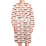 Sausage Pattern Print Design 02 Men's Long Sleeve Belted Night Robe