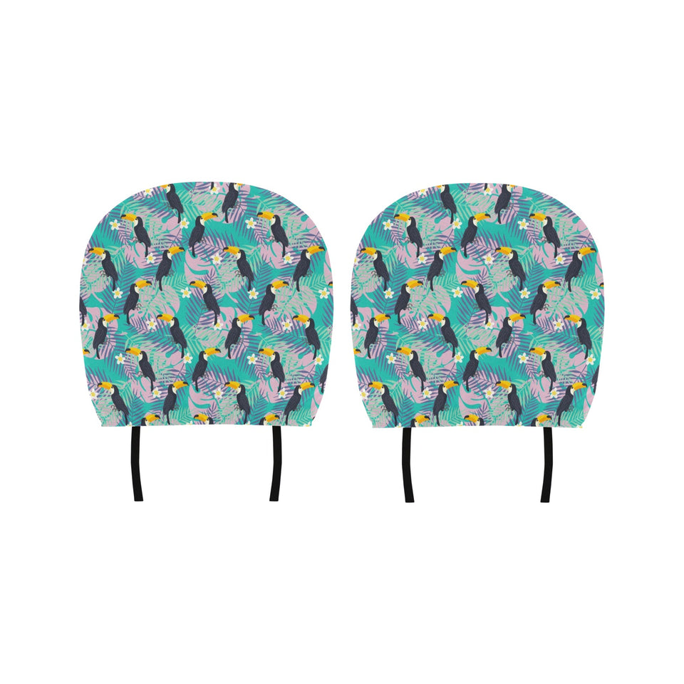 Toucan Pattern Background Car Headrest Cover