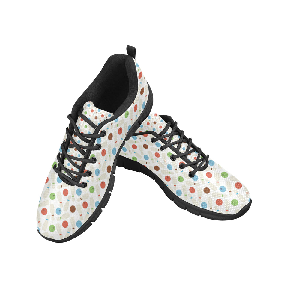 Bowling Ball and Pin Pattern Men's Sneakers Black