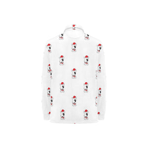 Bull Terrier Pattern Print Design 05 Women's Long Sleeve Polo Shirt