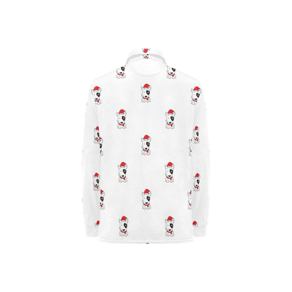 Bull Terrier Pattern Print Design 05 Women's Long Sleeve Polo Shirt