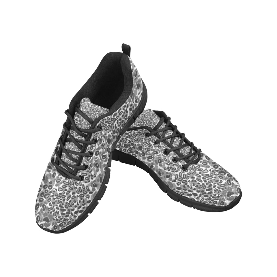 Gray Leopard Texture Pattern Men's Sneakers Black