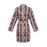 Snail Pattern Print Design 03 Women's Long Sleeve Belted Night Robe