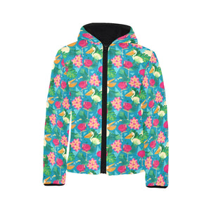 Pelican Pattern Print Design 03 Kids' Boys' Girls' Padded Hooded Jacket