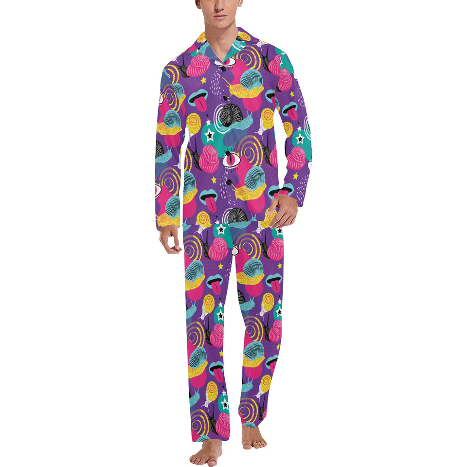 Snail Pattern Print Design 02 Men's Long Pajama Set