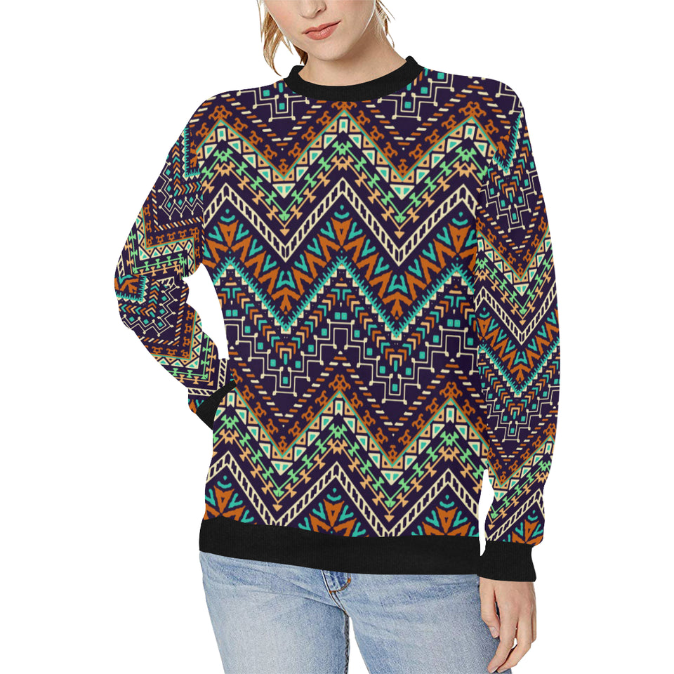 Zigzag African Afro Dashiki Adinkra Kente Women's Crew Neck Sweatshirt