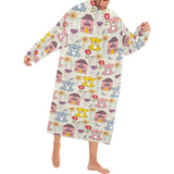 Teddy Bear Pattern Print Design 04 Blanket Robe with Sleeves