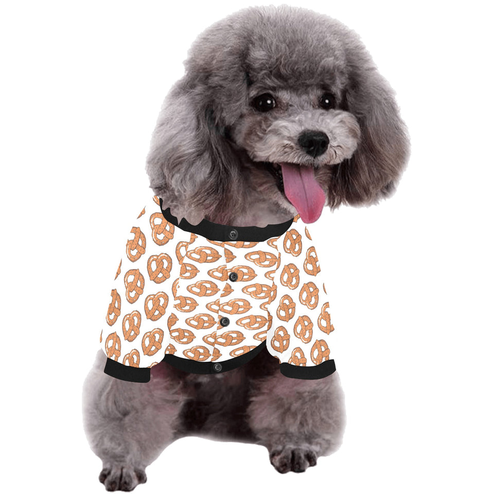 Pretzels Pattern Print Design 05 All Over Print Pet Dog Round Neck Fuzzy Shirt