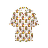 Hamburger Pattern Print Design 03 Women's All Over Print Hawaiian Shirt