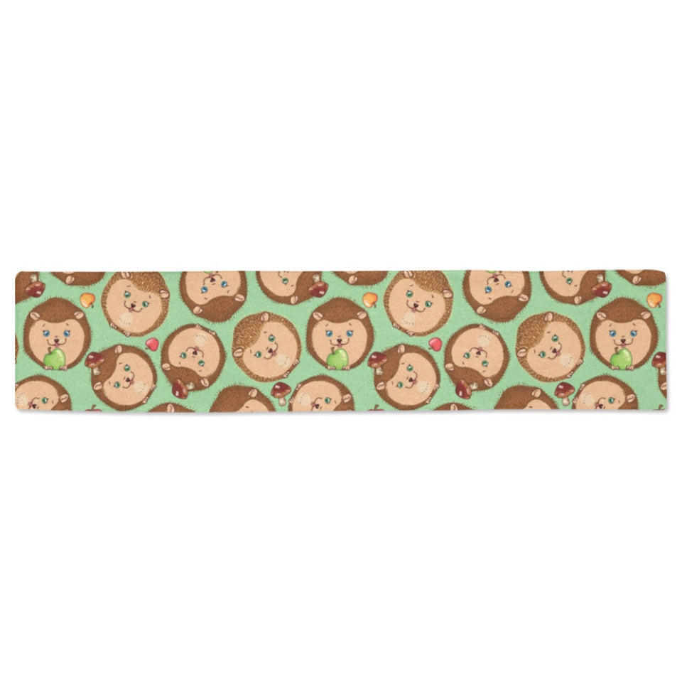 Hedgehog Pattern Print Design 01 Table Runner