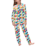 Rainbow Geometric Pattern Kids' Boys' Girls' All Over Print Pajama Set