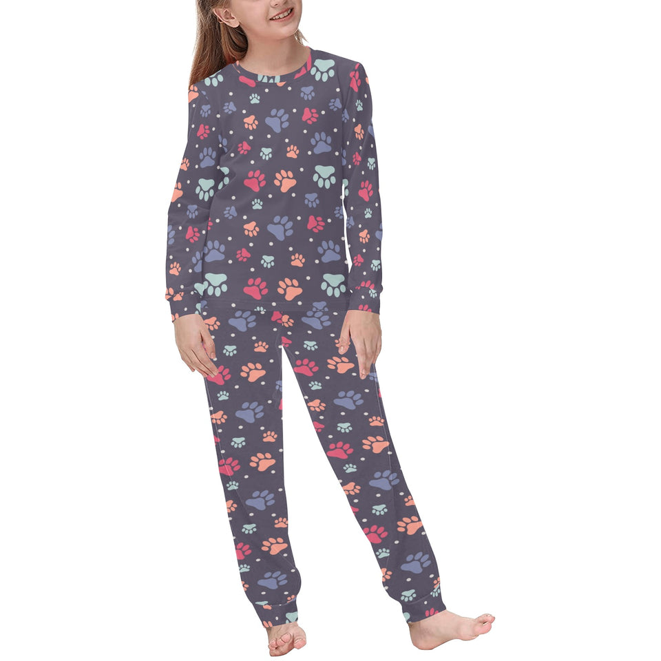 Dog Paws Pattern Print Design 04 Kids' Boys' Girls' All Over Print Pajama Set