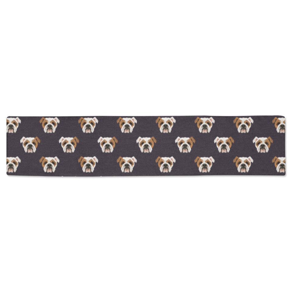 English Bulldog Pattern Print Design 03 Table Runner