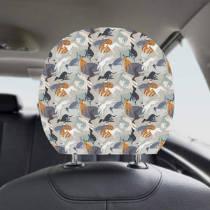 Greyhound Pattern Print Design 04 Car Headrest Cover