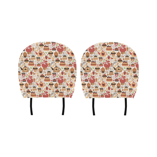 Hand Drawn Cake Pattern Car Headrest Cover