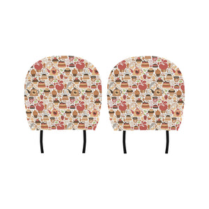 Hand Drawn Cake Pattern Car Headrest Cover