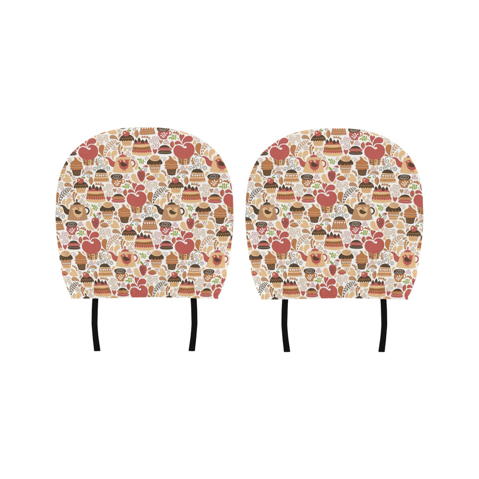 Hand Drawn Cake Pattern Car Headrest Cover