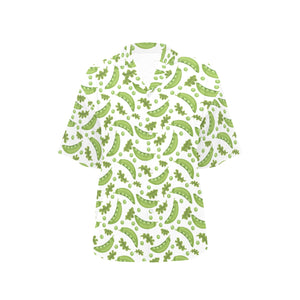 Green Peas Pattern Print Design 02 Women's All Over Print Hawaiian Shirt