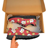 Meneki Neko Lucky Cat Pattern Red Theme Men's Sneakers Black