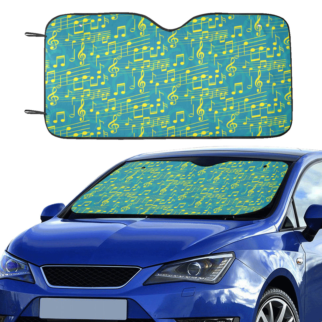 Music Notes Pattern Print Design 05 Car Sun Shade