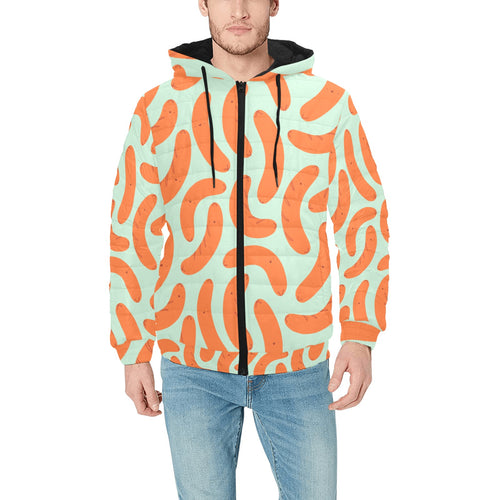 Sausage Pattern Print Design 04 Men's Padded Hooded Jacket(ModelH42)