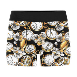 Clock Flower Pattern Men's All Over Print Boxer Briefs Men's Underwear