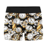 Clock Flower Pattern Men's All Over Print Boxer Briefs Men's Underwear