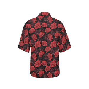 Rose Pattern Print Design 01 Women's All Over Print Hawaiian Shirt