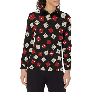 Dice Pattern Print Design 04 Women's Long Sleeve Polo Shirt