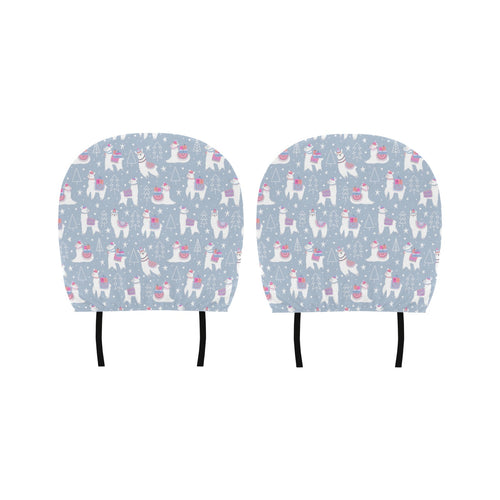 Llama Chirstmas Pattern Car Headrest Cover