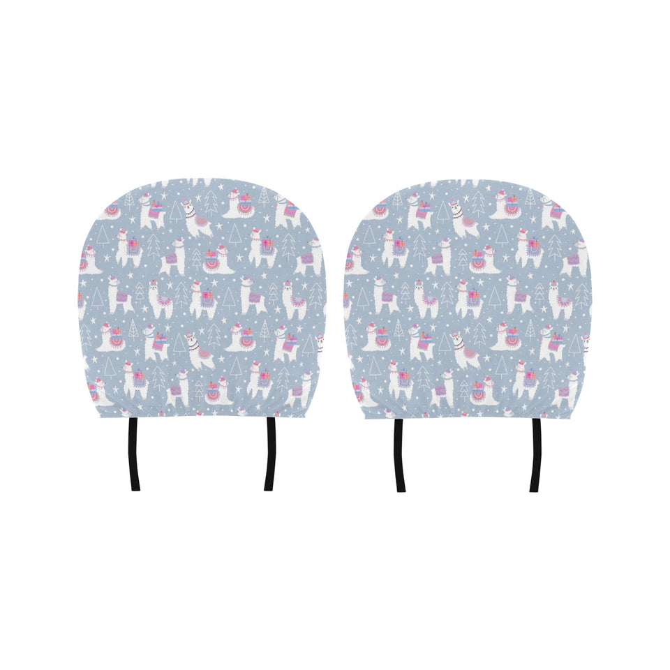 Llama Chirstmas Pattern Car Headrest Cover