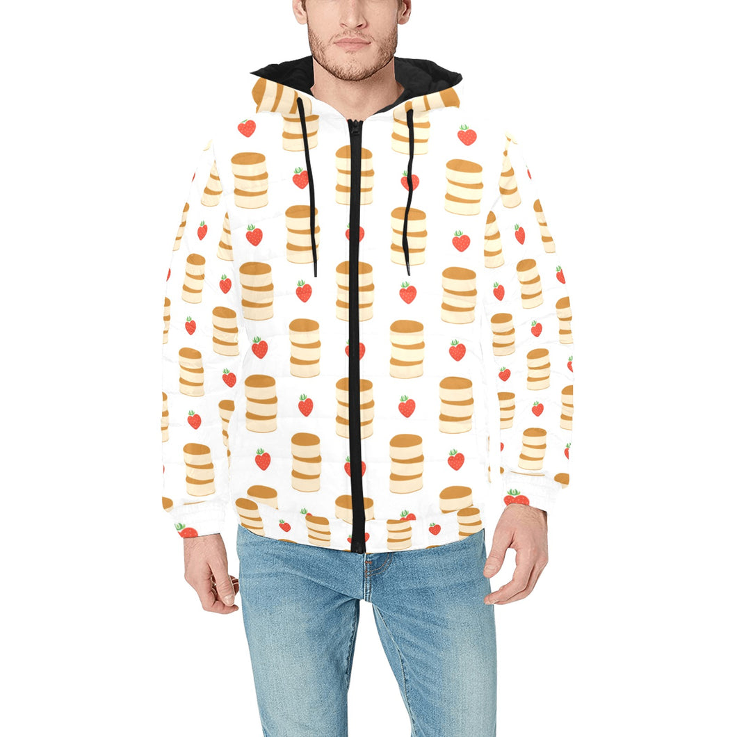 Pancake Pattern Print Design 02 Men's Padded Hooded Jacket(ModelH42)