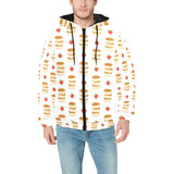 Pancake Pattern Print Design 02 Men's Padded Hooded Jacket(ModelH42)