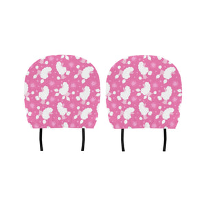 Poodle Pink Theme Pattern Car Headrest Cover