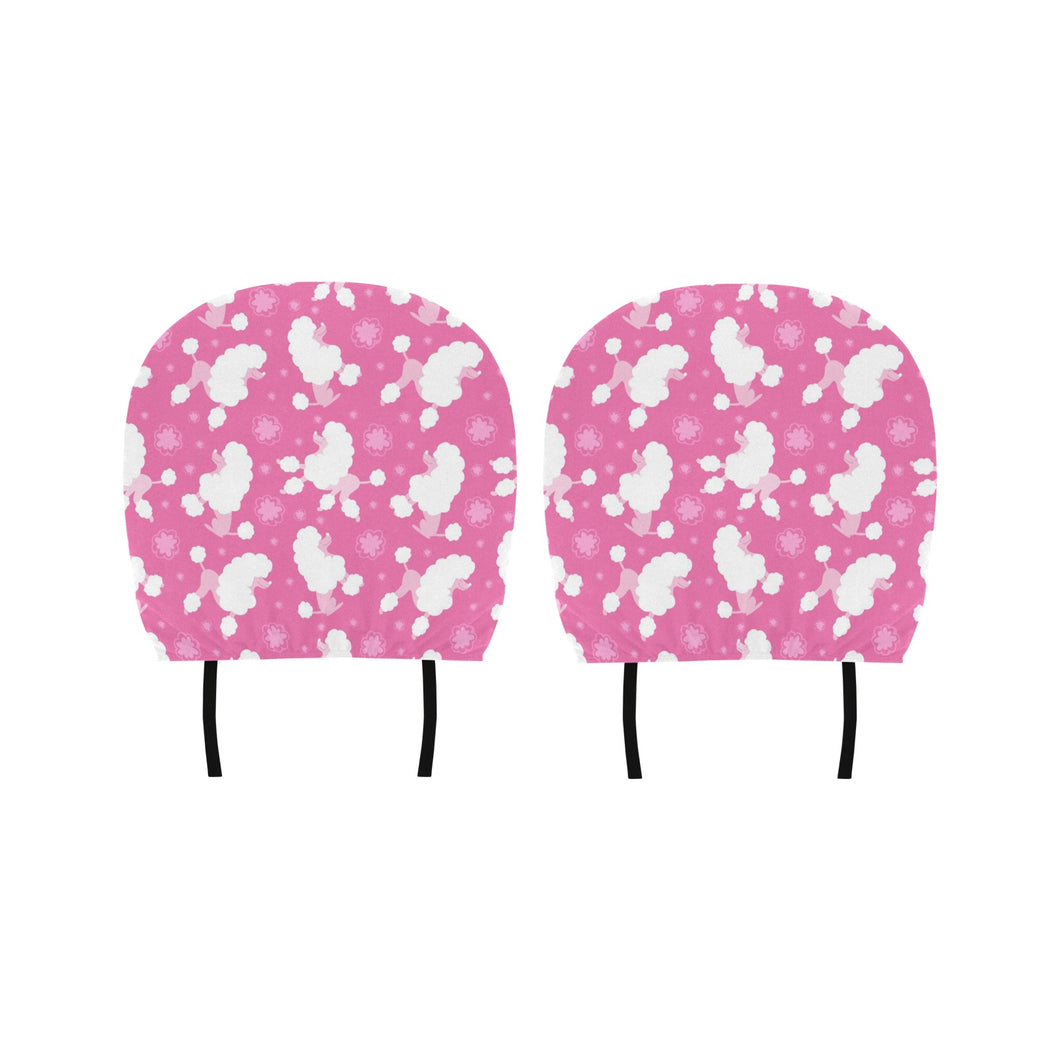 Poodle Pink Theme Pattern Car Headrest Cover