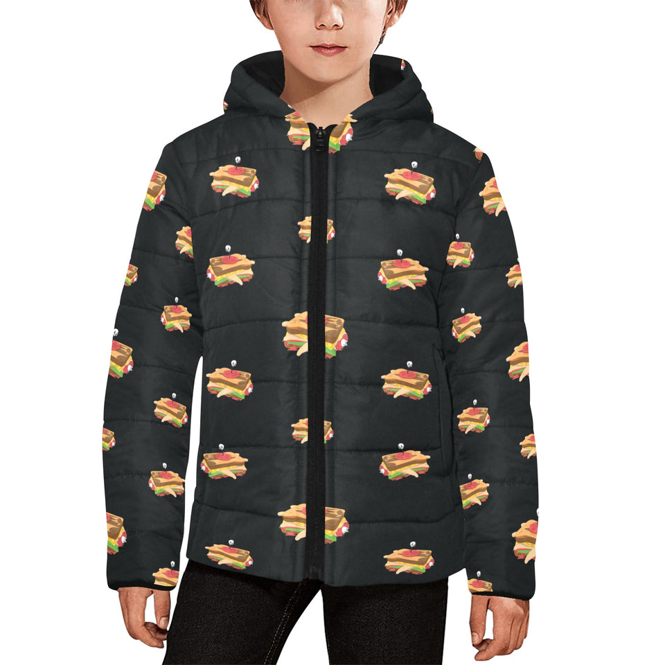 Sandwich Pattern Print Design 03 Kids' Boys' Girls' Padded Hooded Jacket