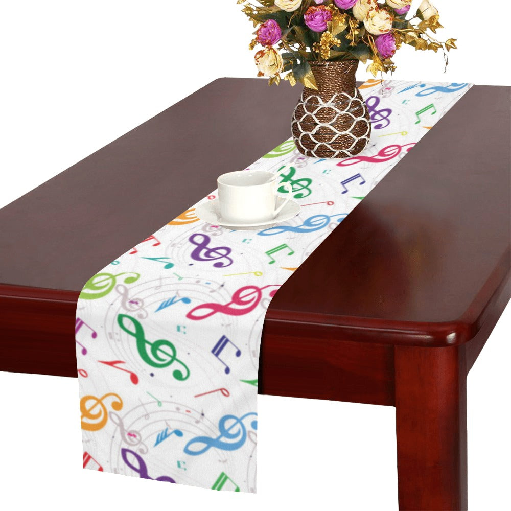 Music Notes Pattern Print Design 02 Table Runner