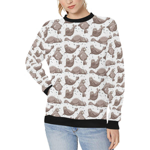 Sea Lion Pattern Background Women's Crew Neck Sweatshirt