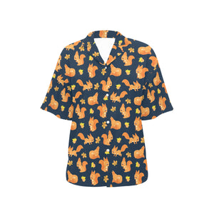 Squirrel Pattern Print Design 05 Women's All Over Print Hawaiian Shirt