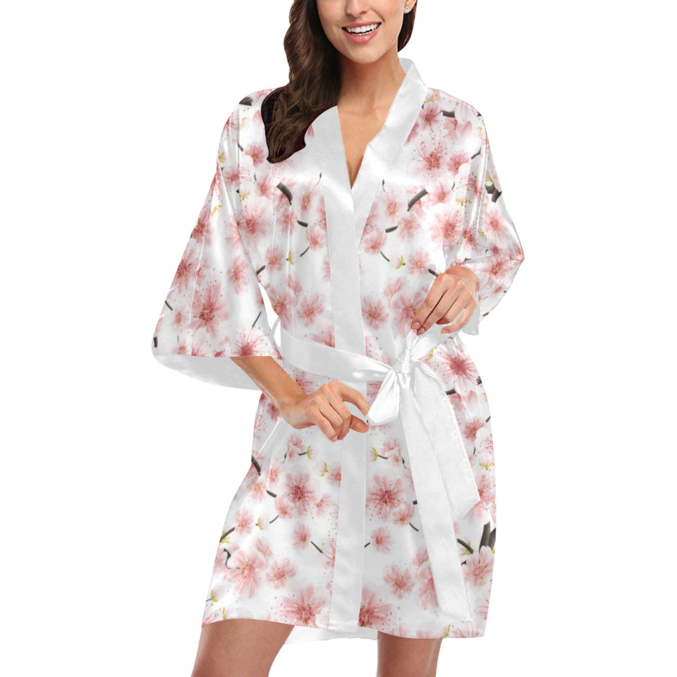 Sakura Pattern Theme Women's Short Kimono Robe