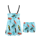 Surfboard Pattern Print Design 03 Chest Sexy Pleated Two Piece Swim Dress