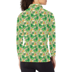 Pelican Pattern Print Design 05 Women's Long Sleeve Polo Shirt