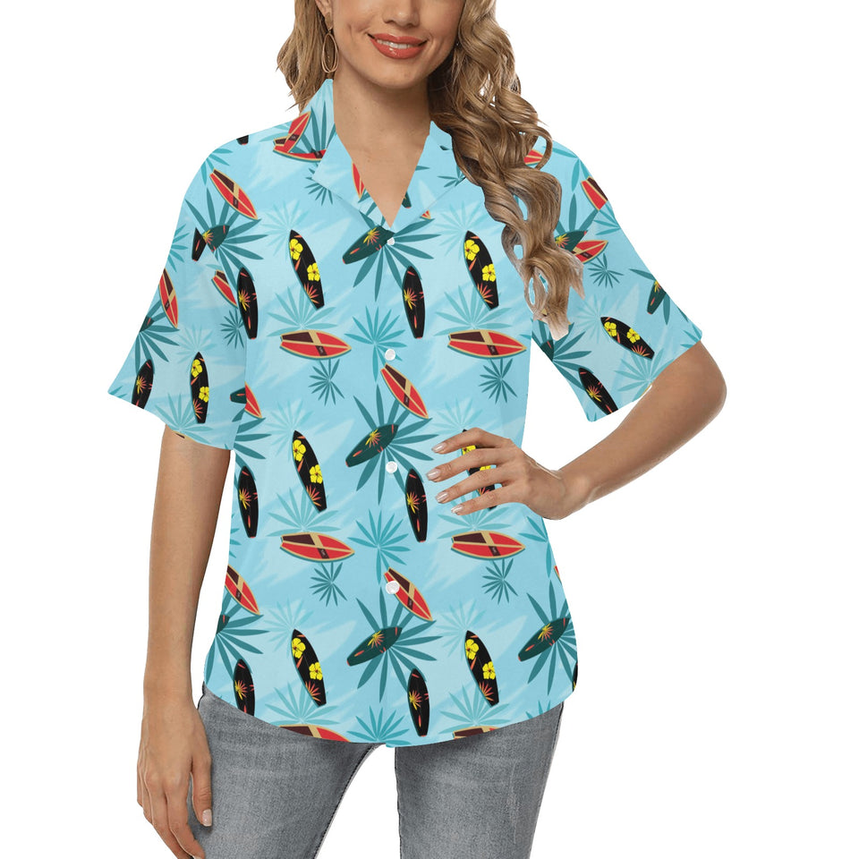 Surfboard Pattern Print Design 03 Women's All Over Print Hawaiian Shirt