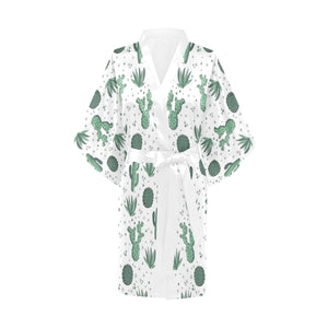 Cactus Pattern Women's Short Kimono Robe