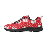 Meneki Neko Lucky Cat Pattern Red Background Men's Sneakers Black