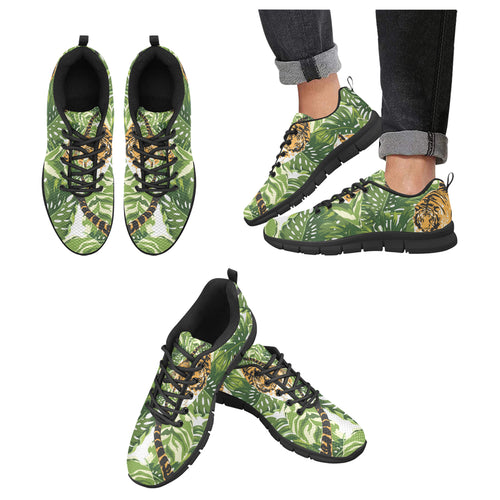 Bengal Tiger Pattern leaves Men's Sneakers Black